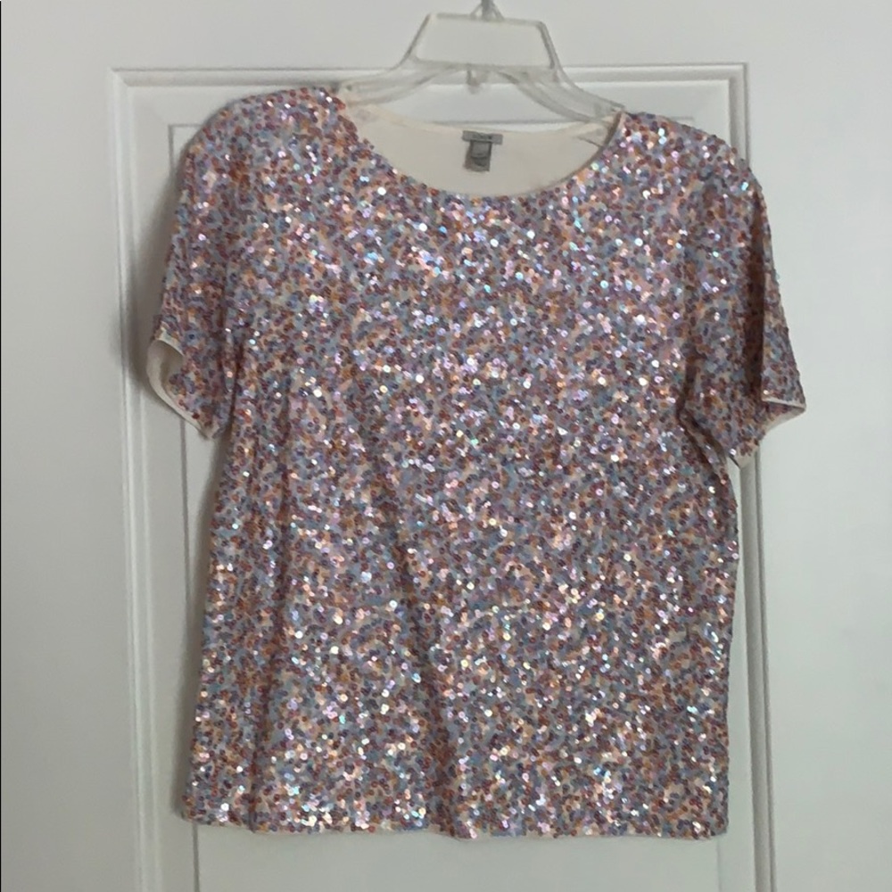 J. Crew shirt sleeve sequin top